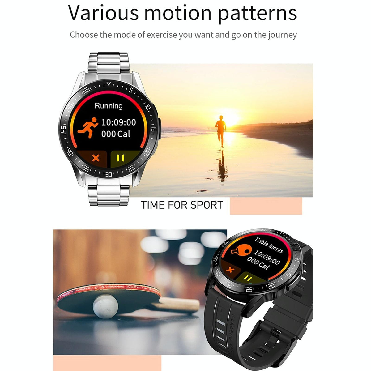 1.3 Inch Full-Fit Round Screen Smart Watch Support Sleep Monitor / Heart Rate Monitor / Temperature Monitoring Black