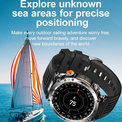 Waterproof Smart Watch With Flashlight And Compass - 1 Inch - Orange