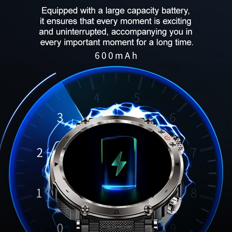 Waterproof Smart Watch With Flashlight And Compass - 1 Inch - Orange