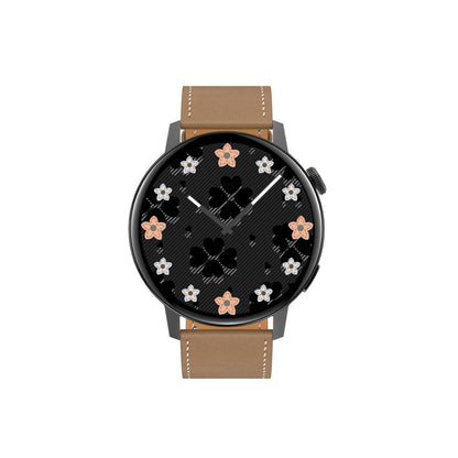 Smart Leather Watch With Colour Screen - Black