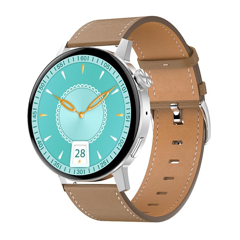 Smart Leather Watch With Colour Screen - Black