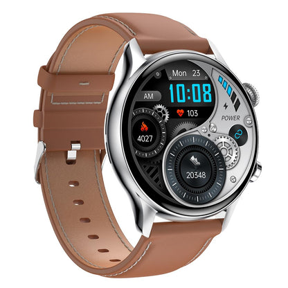1.36 Inch Amoled Screen Leather Strap Smart Watch Support Nfc Function / Blood Oxygen Monitoring - Gold