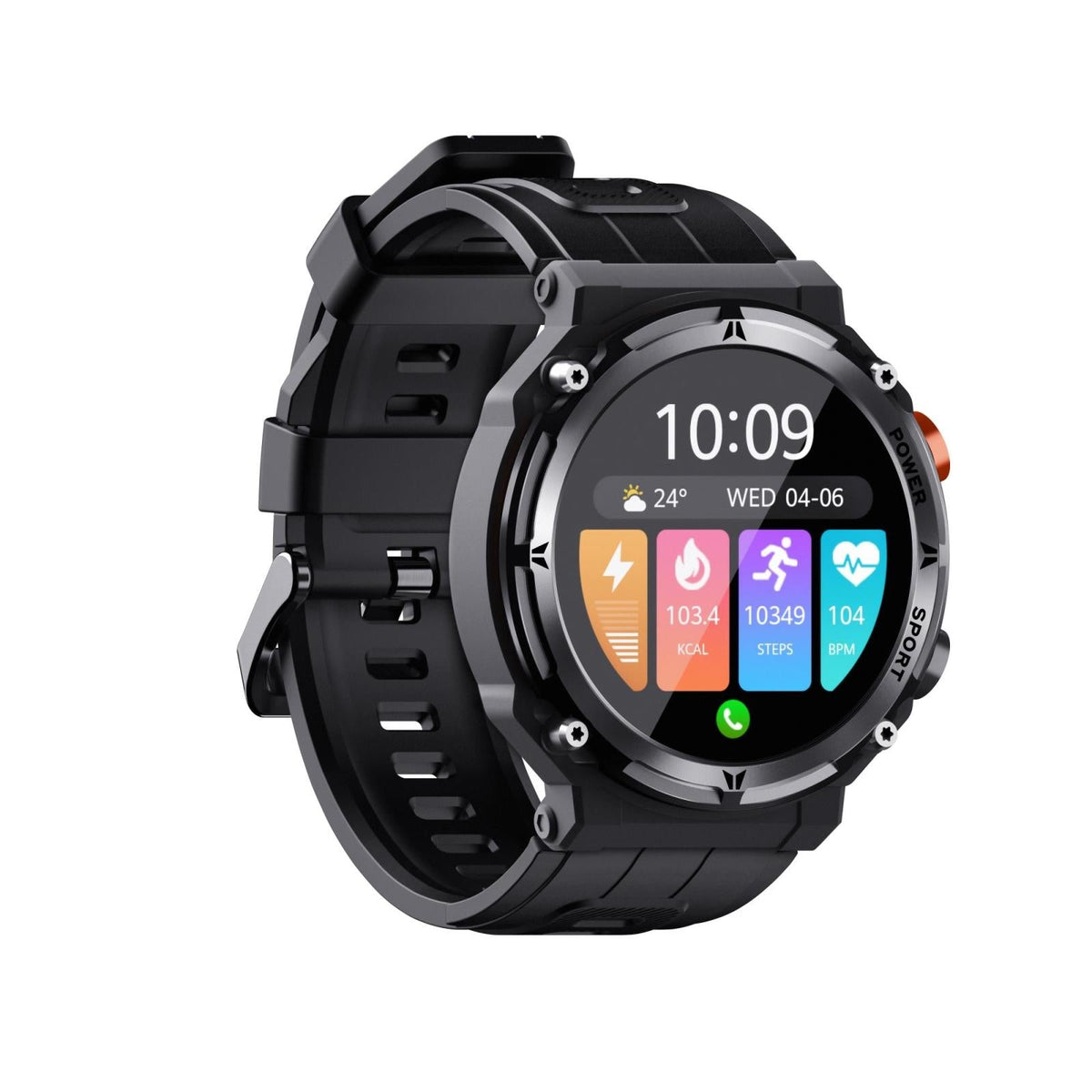 Smart Watch With Heart Rate Blood Pressure And Oxygen Monitoring - Black