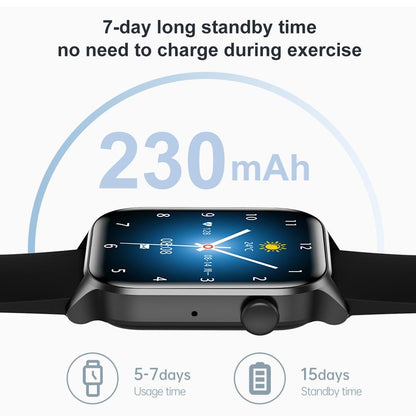 1.85 Inch Ip67 Waterproof Sports Health Monitoring Bluetooth Call Smart Watch - Black