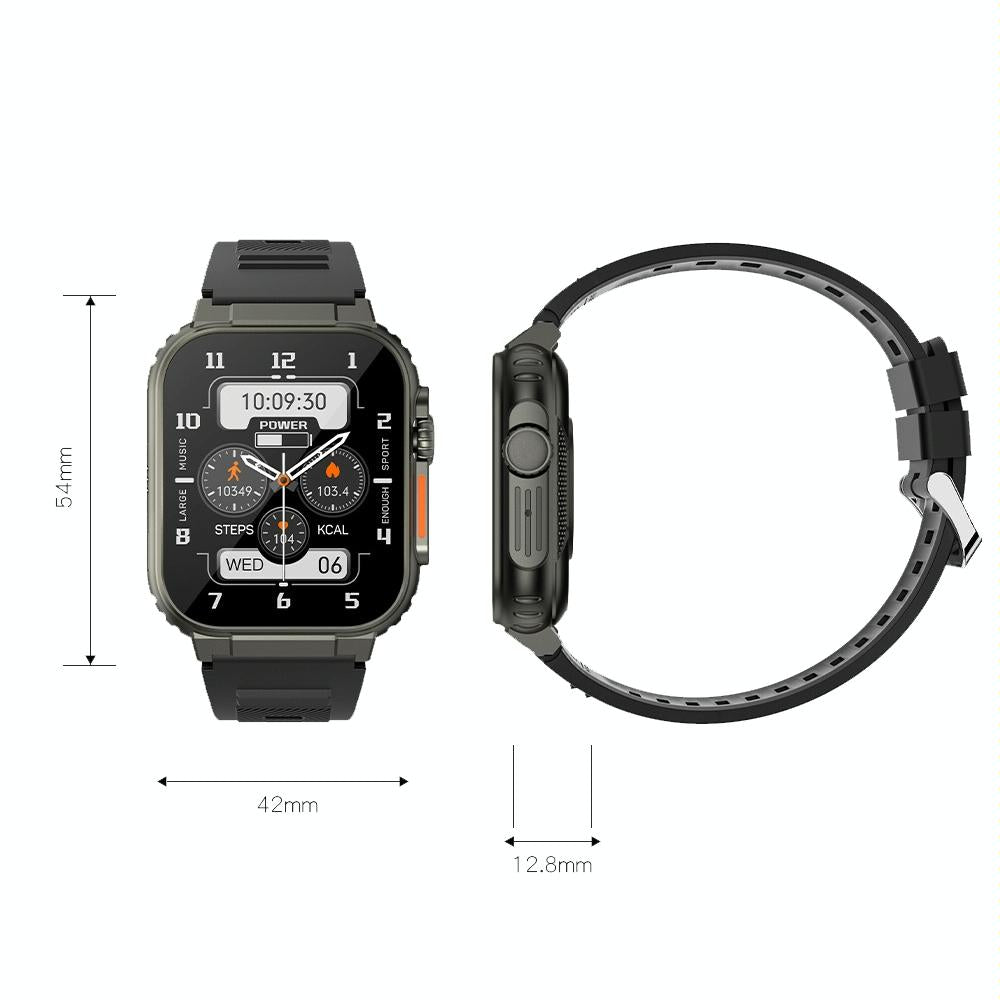 Ip68 Waterproof Bluetooth Smart Watch Health Monitor - Black