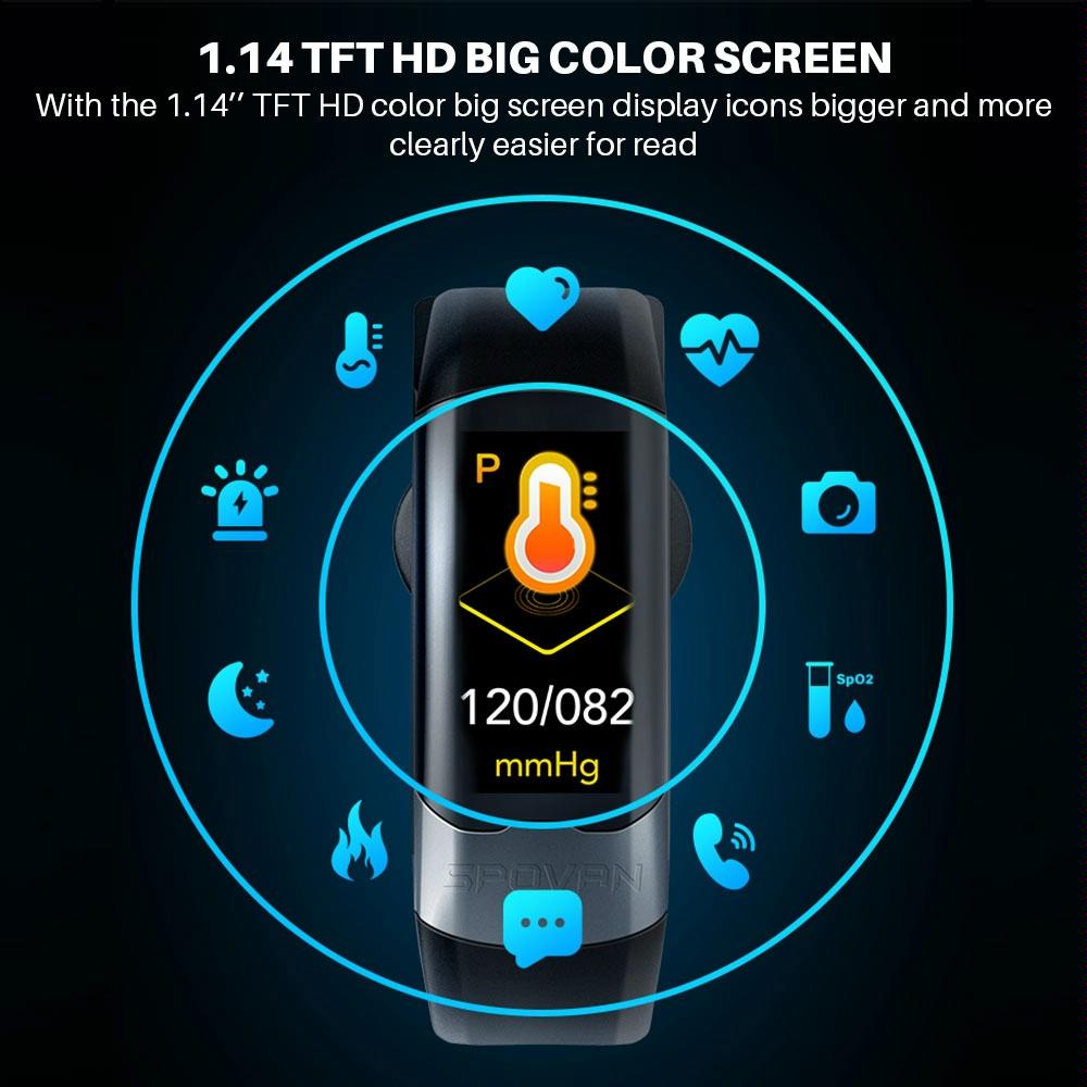 Smart Bracelet With Tft Hd Display Blood Oxygen & Sleep Monitoring - Black