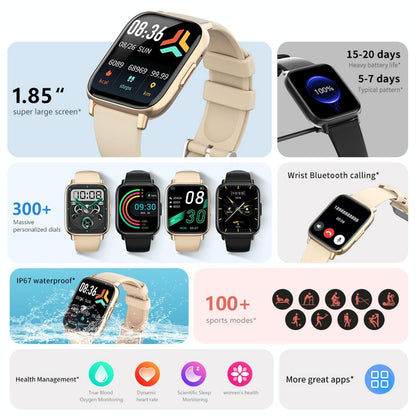 1.83 Inch Bt5.2 Smart Sport Watch Support Sleep / Heart Rate / Blood Oxygen / Temperature / Heart Sugar / Blood Pressure Health Monitor - Black
