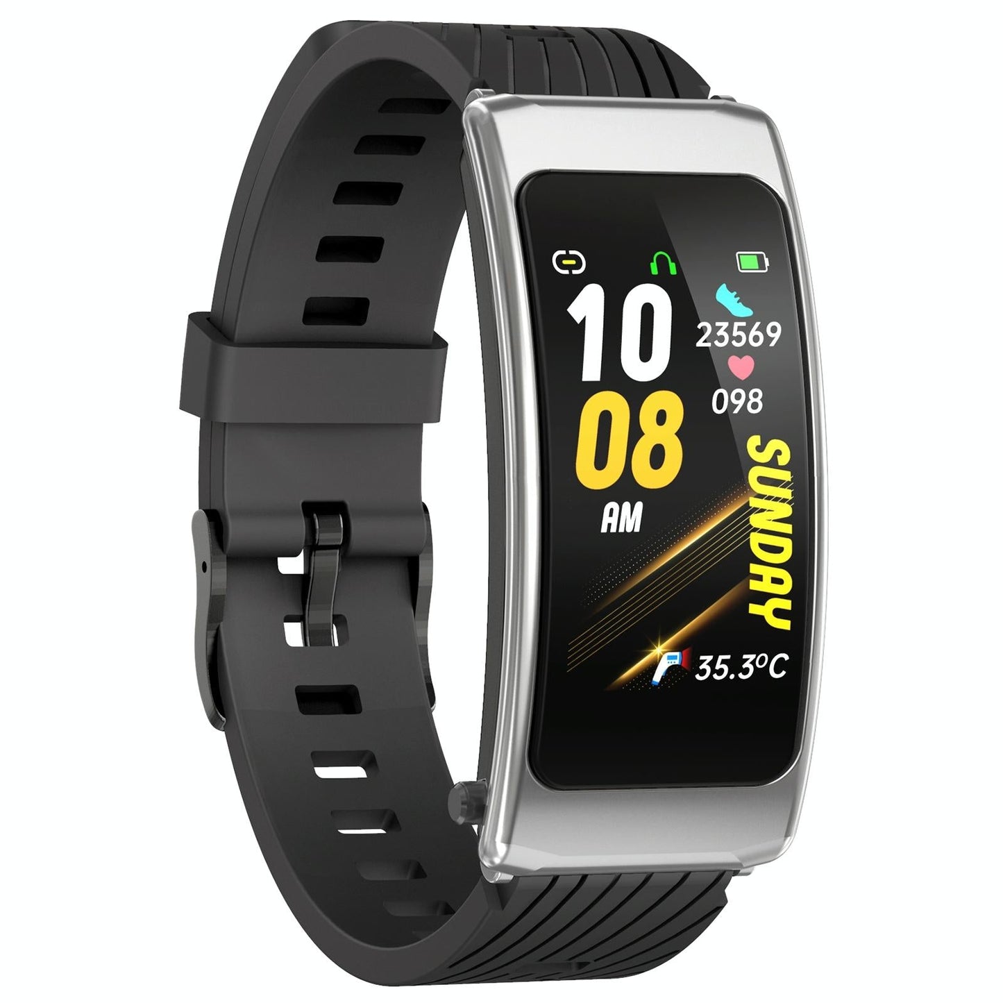 1.14 Inch Silicone Band Earphone Detachable Life Waterproof Smart Watch Support Bluetooth Call - Black