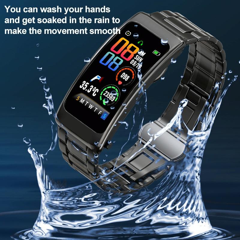 1.14 Inch Silicone Band Earphone Detachable Life Waterproof Smart Watch Support Bluetooth Call - Black