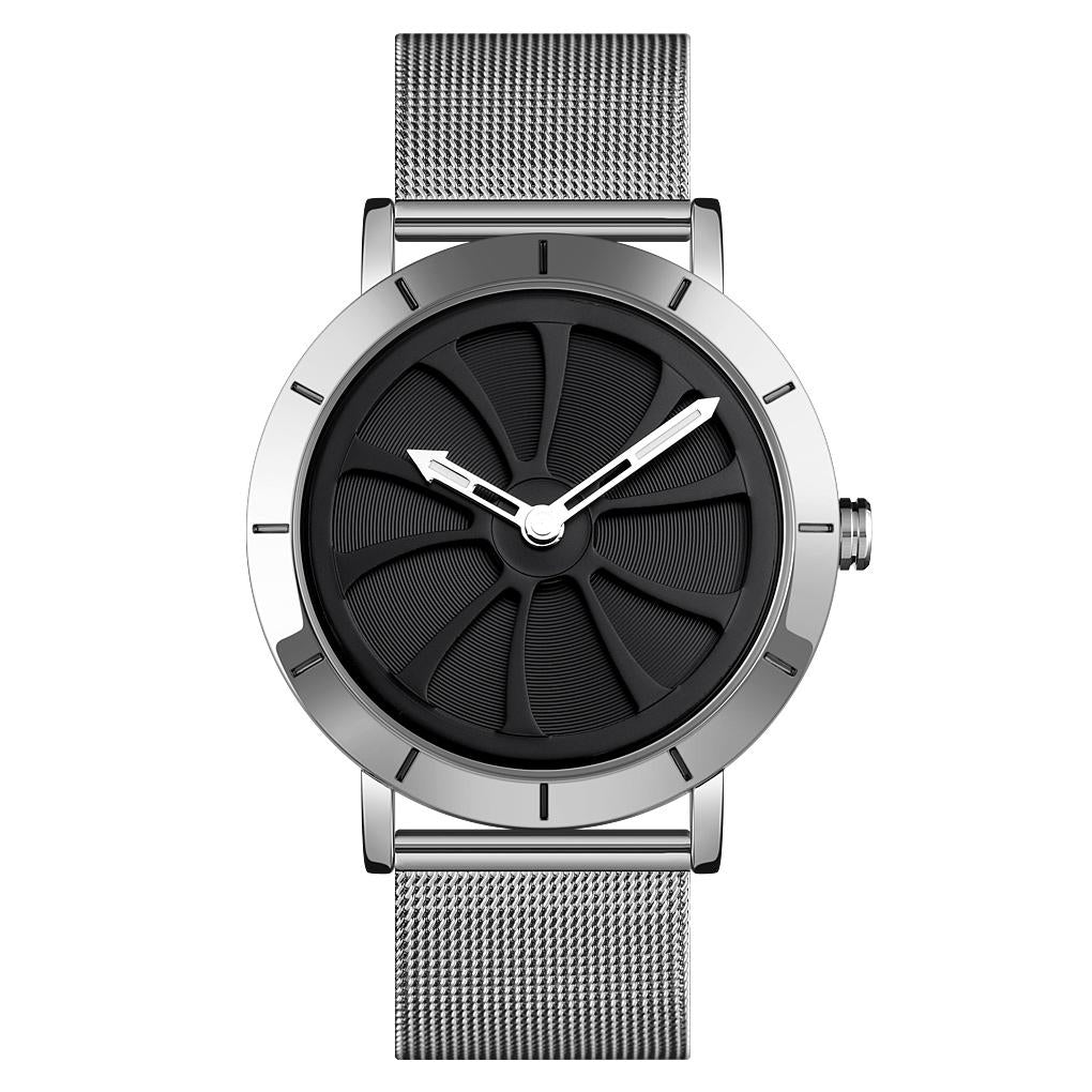 Stylish Skeleton Dial Waterproof Men Watch with Mesh Strap - Rose Gold