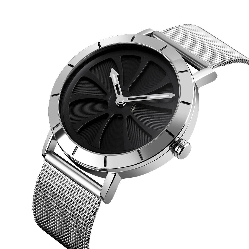 Stylish Skeleton Dial Waterproof Men Watch with Mesh Strap - Rose Gold