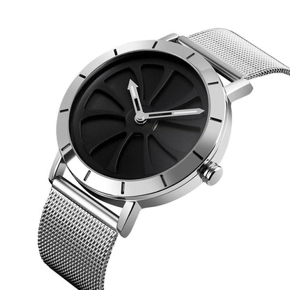 Stylish Skeleton Dial Waterproof Men Watch with Mesh Strap - Rose Gold