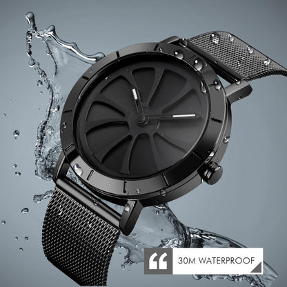 Stylish Skeleton Dial Waterproof Men Watch with Mesh Strap - Rose Gold