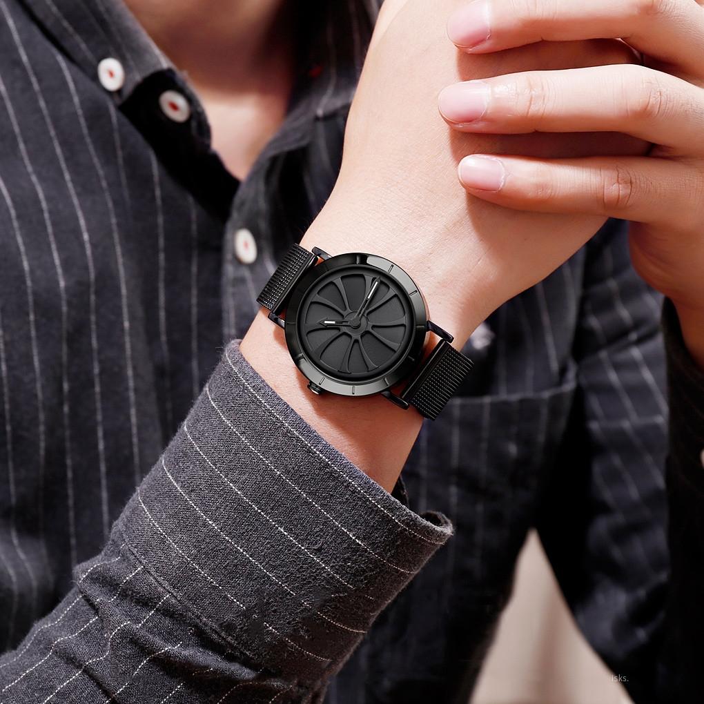Stylish Skeleton Dial Waterproof Men Watch with Mesh Strap - Rose Gold