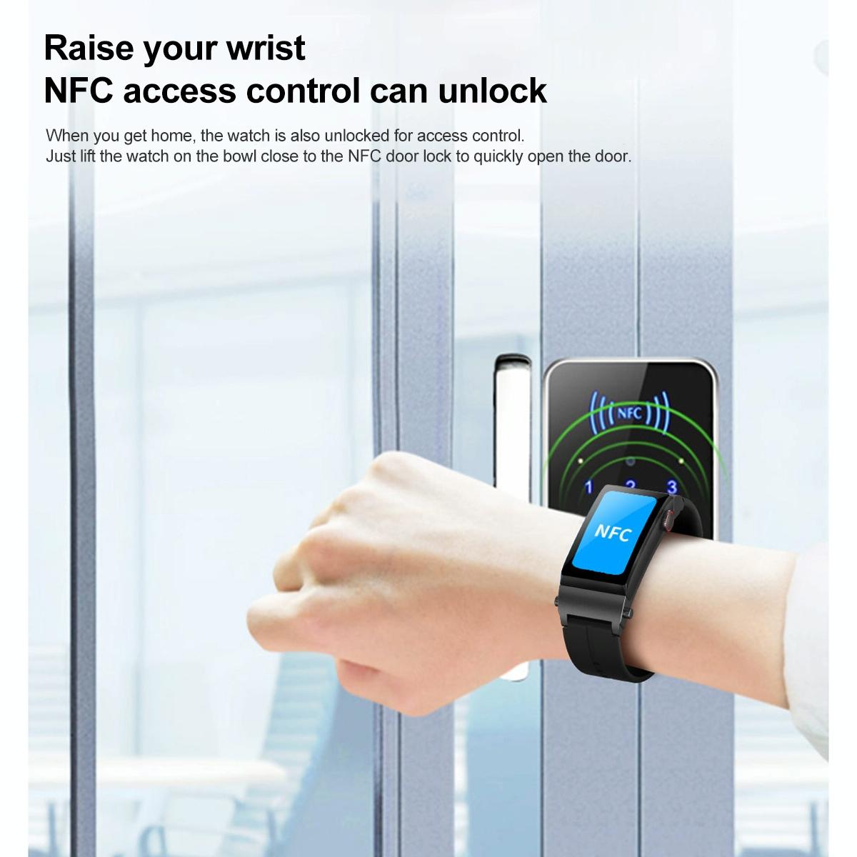 1.5 Inch Silicone Band Earphone Detachable Ip68 Waterproof Smart Watch Support Bluetooth Call - Black