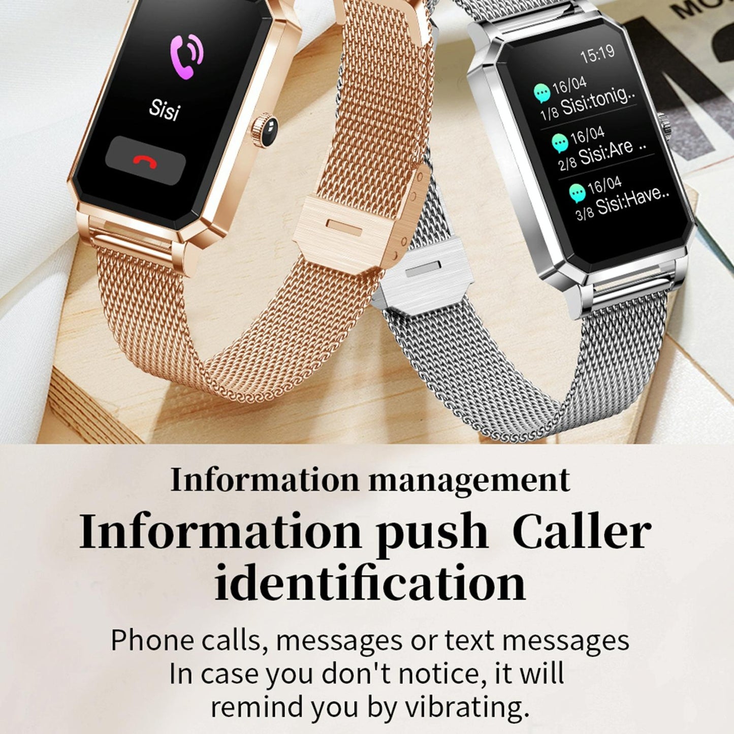 1.13 Inch Women's Smart Watch With Colour Screen & Health Tracking - Gold
