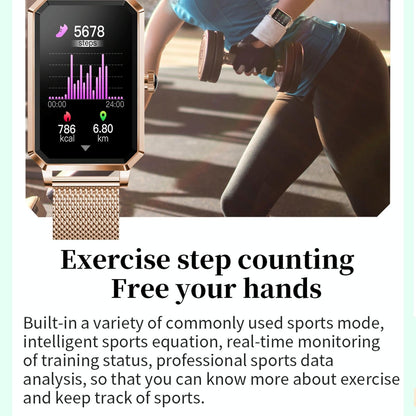 1.13 Inch Women's Smart Watch With Colour Screen & Health Tracking - Gold