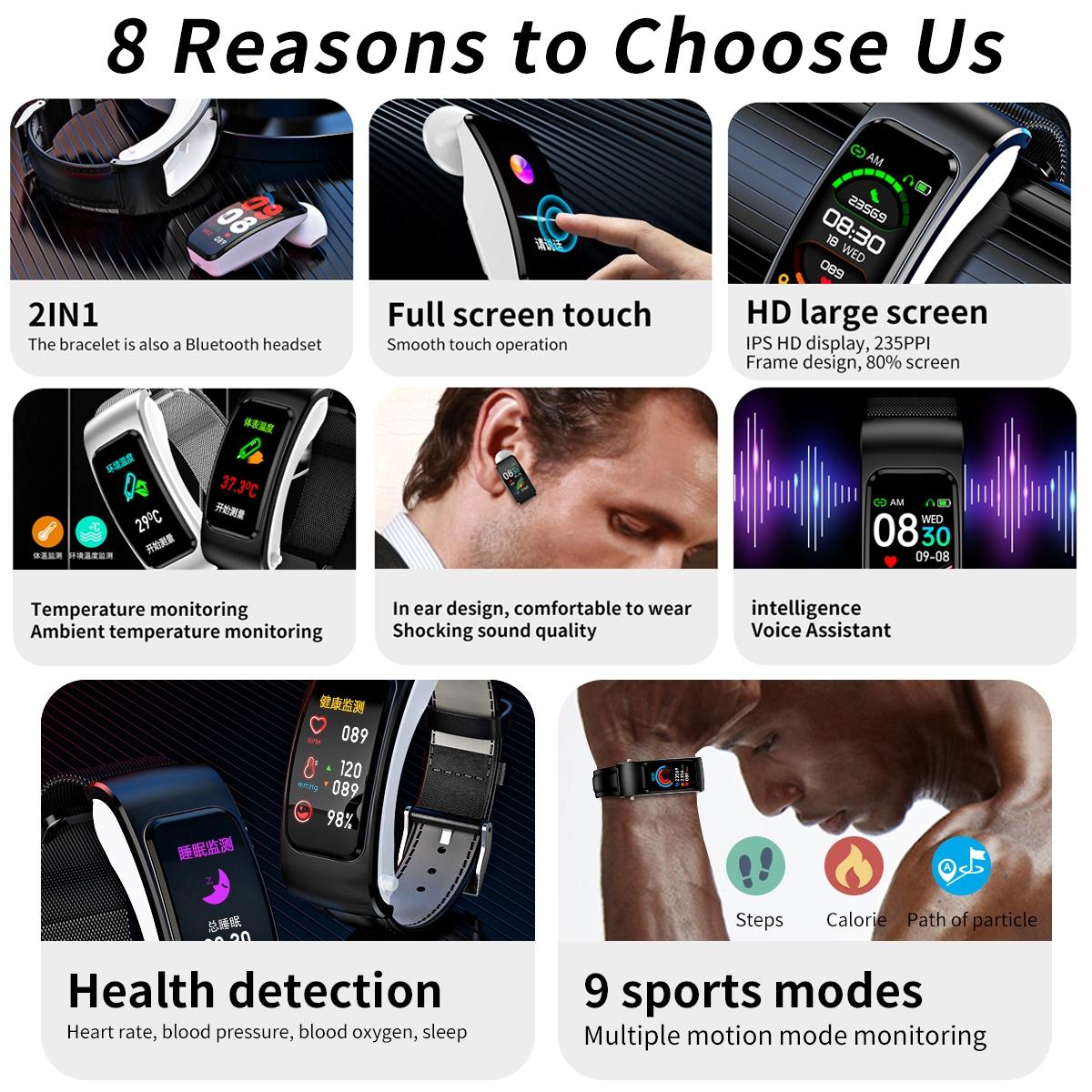 1.08 Inch Waterproof Smart Watch With Bluetooth Call - Black