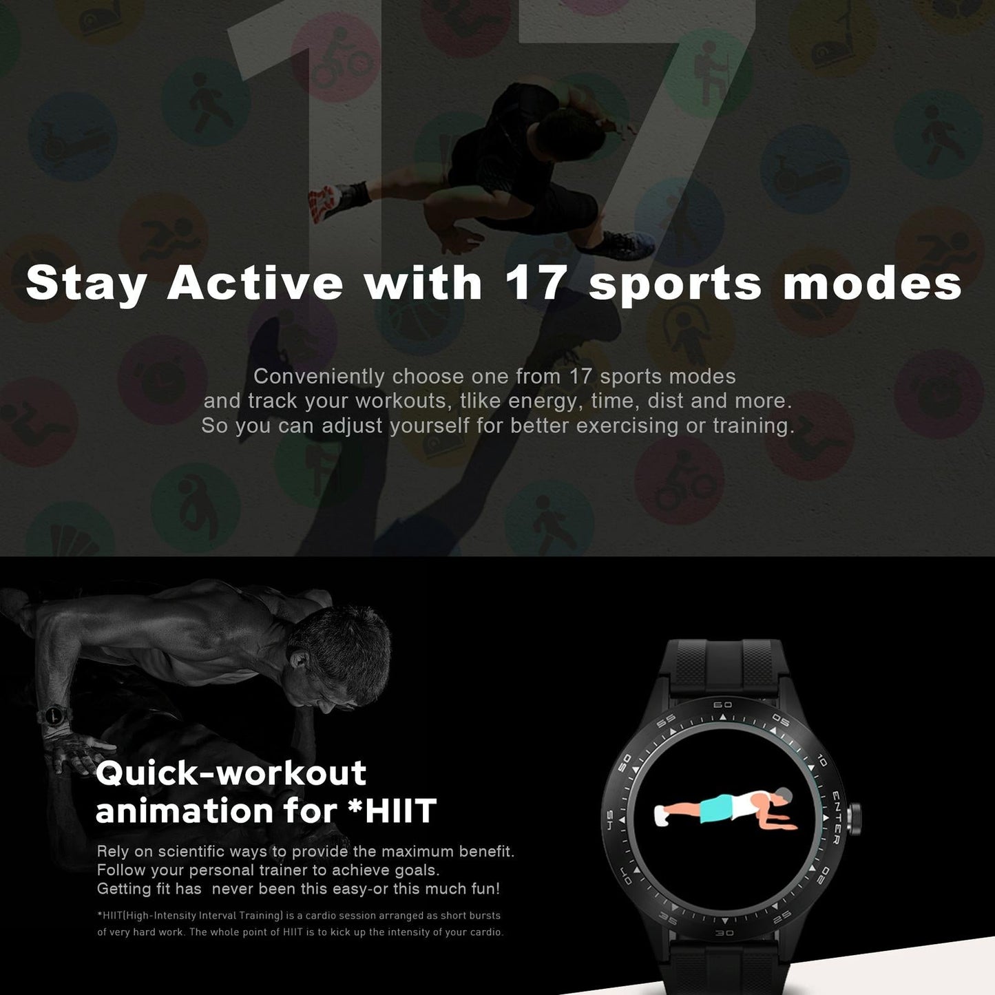 1.3 Inch Tft Smart Watch Sleep Heart Oxygen Monitoring 5Atm Waterproof Black