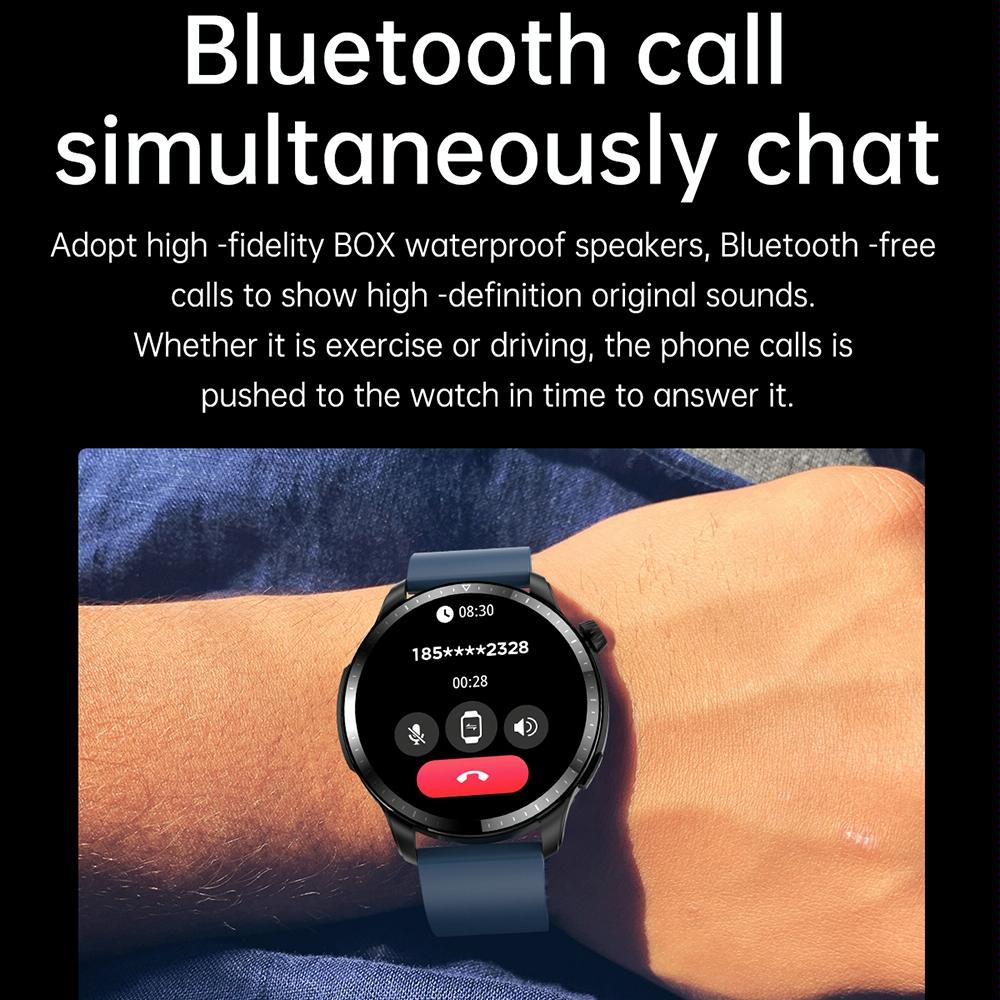 1.39 Inch Ip67 Waterproof Leather Band Smart Watch Supports Bluetooth Call / Blood Oxygen / Body Temperature Monitoring - Black