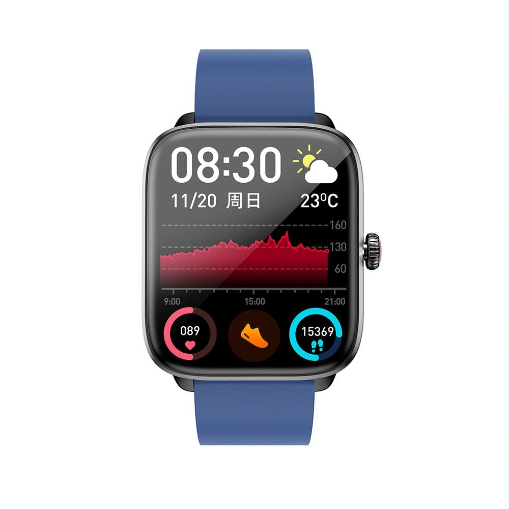 1.96 Inch Ip67 Waterproof Silicone Band Smart Watch Supports Dual-Mode Bluetooth Call / Heart Rate Monitoring - Black