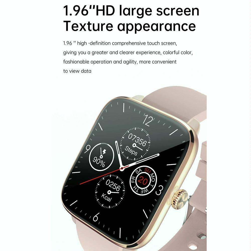 1.96 Inch Ip67 Waterproof Silicone Band Smart Watch Supports Dual-Mode Bluetooth Call / Heart Rate Monitoring - Black