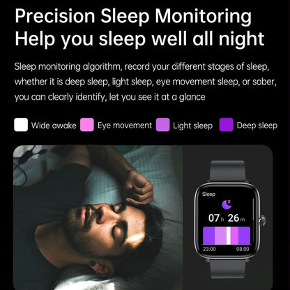1.96 Inch Ip67 Waterproof Silicone Band Smart Watch Supports Dual-Mode Bluetooth Call / Heart Rate Monitoring - Black