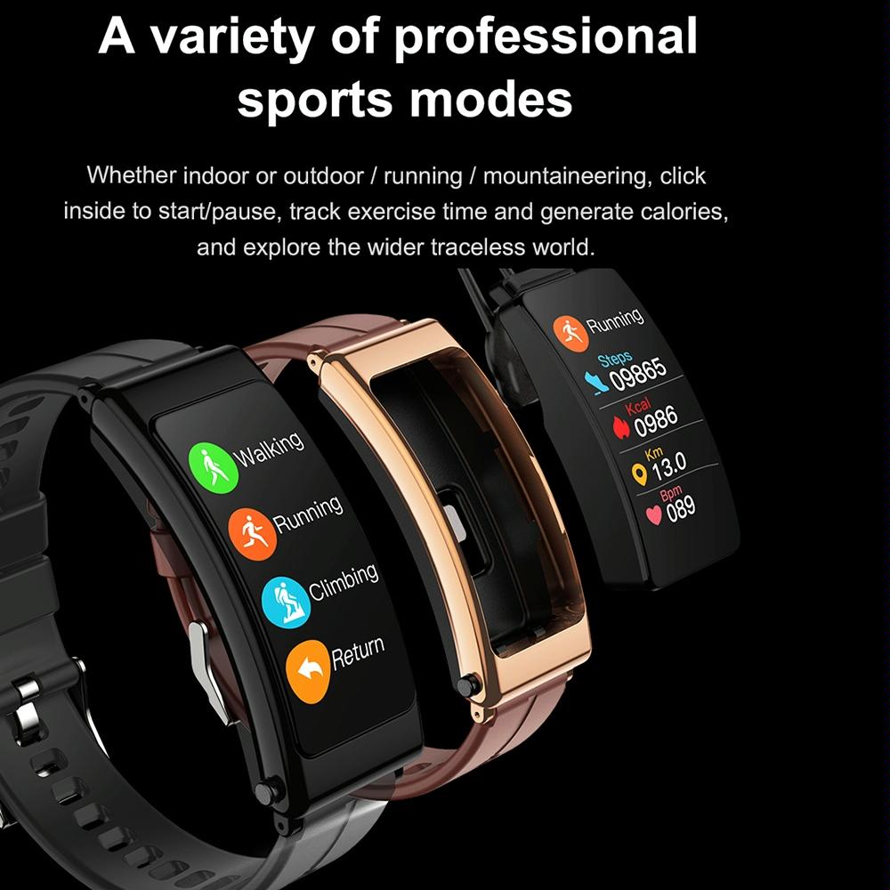 1.14 Inch Steel Band Earphone Detachable Smart Watch Support Bluetooth Call - Black