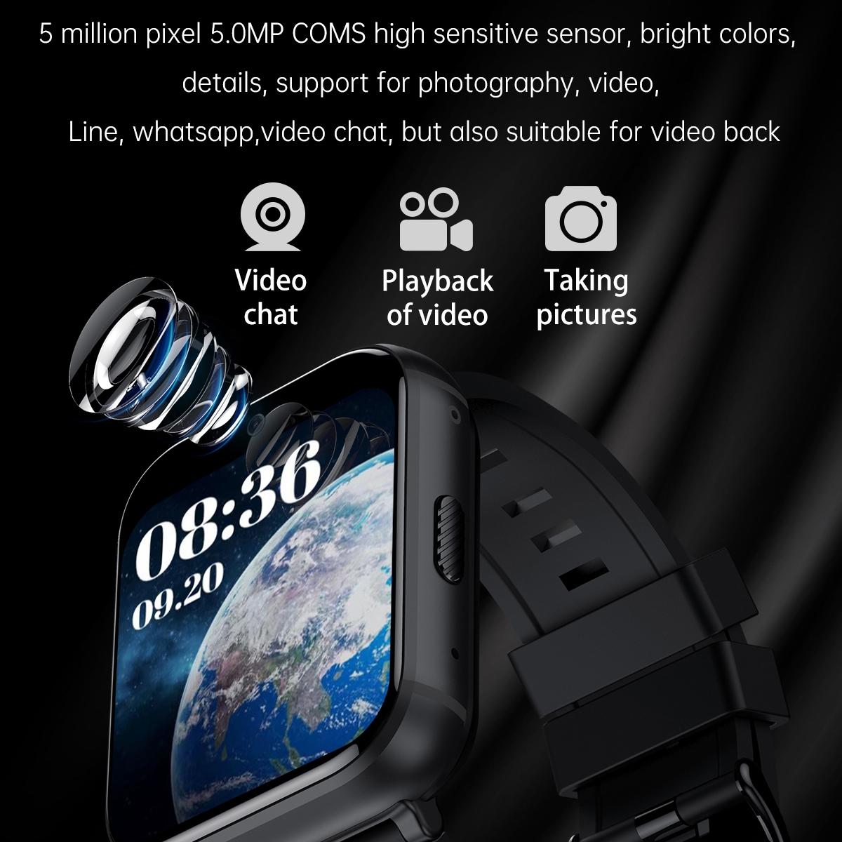 4G Smart Watch With 1.99 Inch Screen Android 9.0 4Gb+64Gb - Black