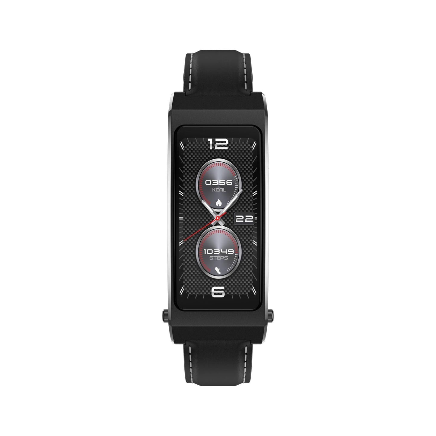 Smart Health Monitoring Bracelet With Bt Call And Leather Strap - Black Silicone Strap