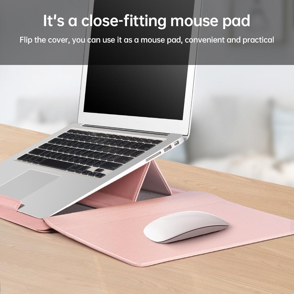Versatile Laptop Bag with Mouse Pad Stand - Brown