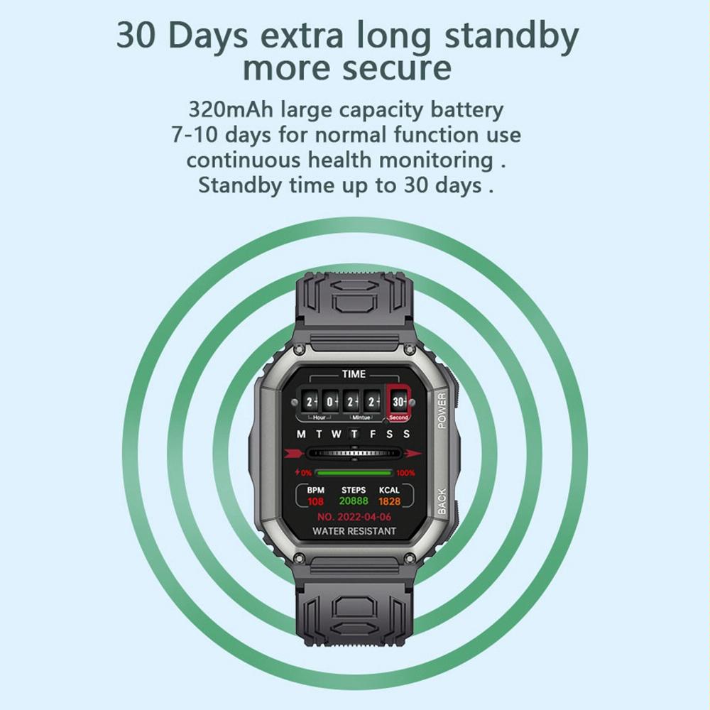 Waterproof Pedometer Sport Smart Watch Support Heart Rate / Blood Pressure Monitoring / Bt Calling - Camouflage Black