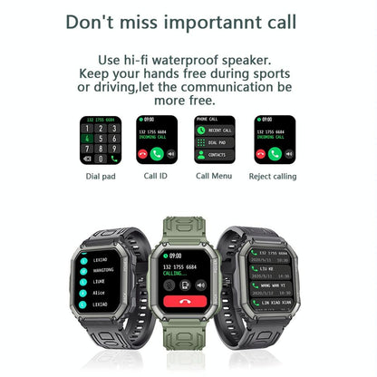 Waterproof Pedometer Sport Smart Watch Support Heart Rate / Blood Pressure Monitoring / Bt Calling - Camouflage Black