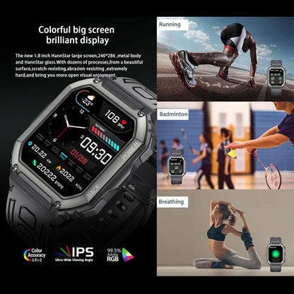 Waterproof Pedometer Sport Smart Watch Support Heart Rate / Blood Pressure Monitoring / Bt Calling - Camouflage Black