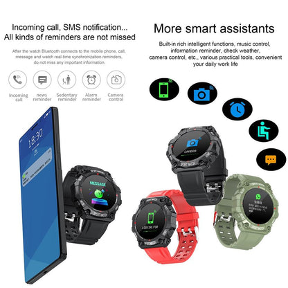 1.3 Inch Colour Round Screen Sport Smart Watch Support Heart Rate / Multi-Sports Mode - Black