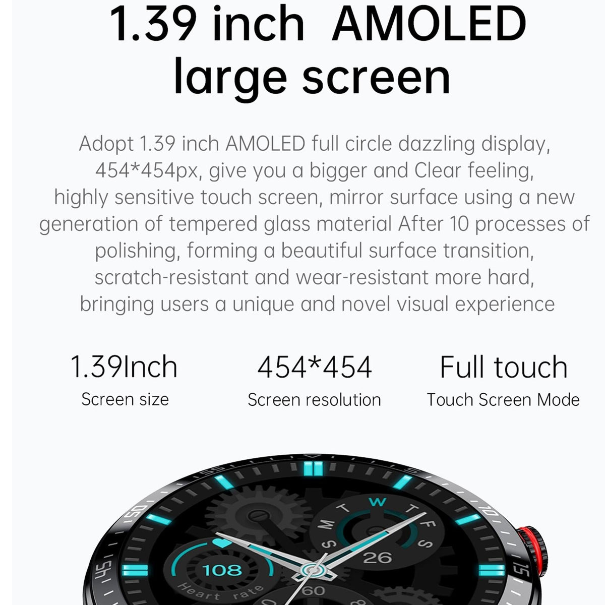 Leather Strap Amoled Smart Watch With Heart Rate And Blood Pressure Monitoring - Black