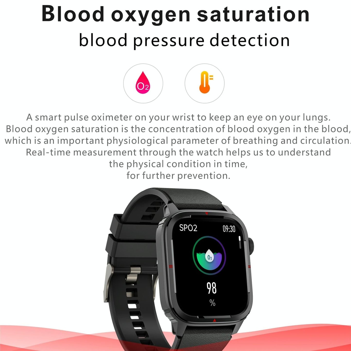 1.7 Inch Tft Hd Screen Smart Watch Support Bluetooth Calling / Blood Pressure Monitoring - Black