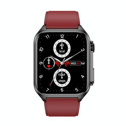 1.96 Inch Ip67 Waterproof Silicone Band Smart Watch Supports Ecg / Remote Families Care / Bluetooth Call / Body Temperature Monitoring - Black