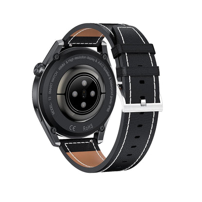 Waterproof Leather Smartwatch With Colour Display - Brown