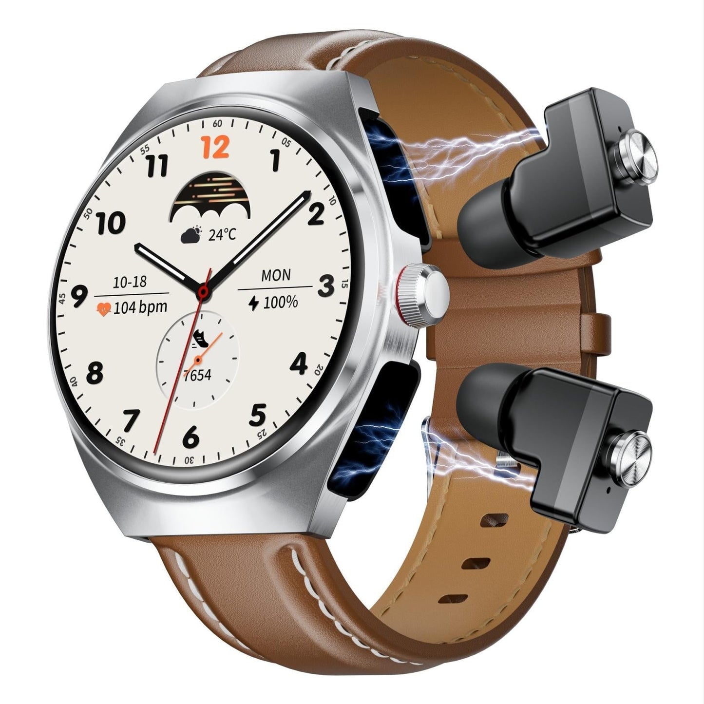 1.53 Inch Ips Screen 2 In 1 Bluetooth Earphone Smart Watch - Silver