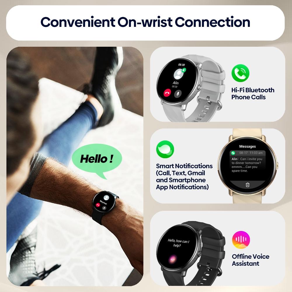1.43 Inch Screen Voice Calling Smart Watch Support Heart Rate / Blood Pressure / Blood Oxygen - Silver