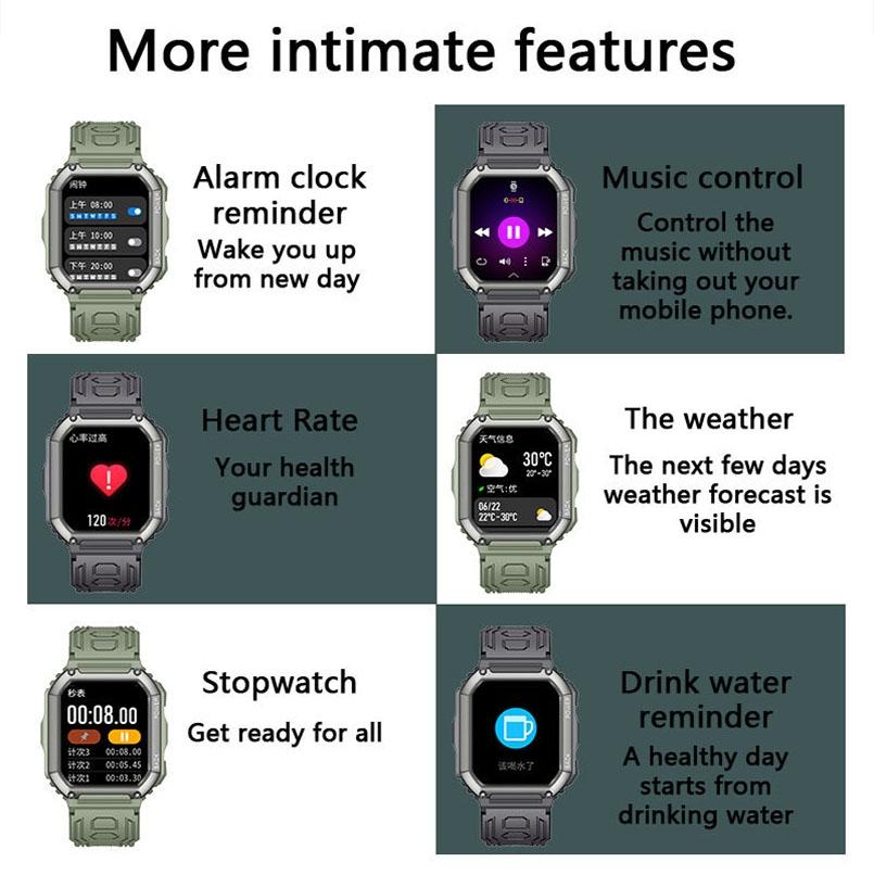 1.8 Inch Heart Rate Blood Pressure Monitoring Smart Calling Watch - Green