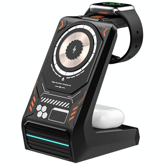 3 In 1 Wireless Charger For Mobile Phone And Earphones - Black