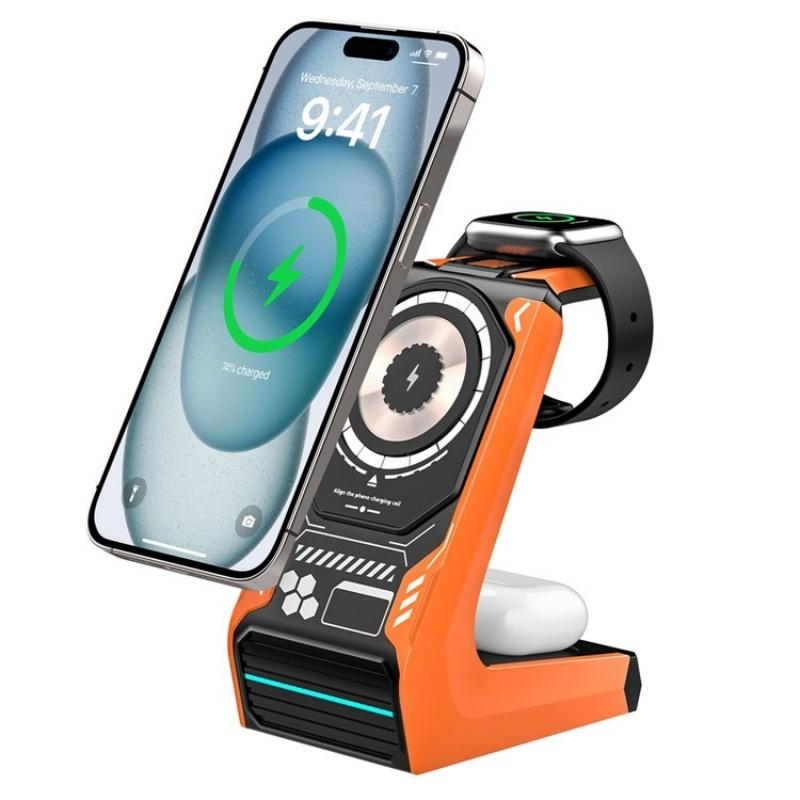 3 In 1 Wireless Charger For Mobile Phone And Earphones - Black