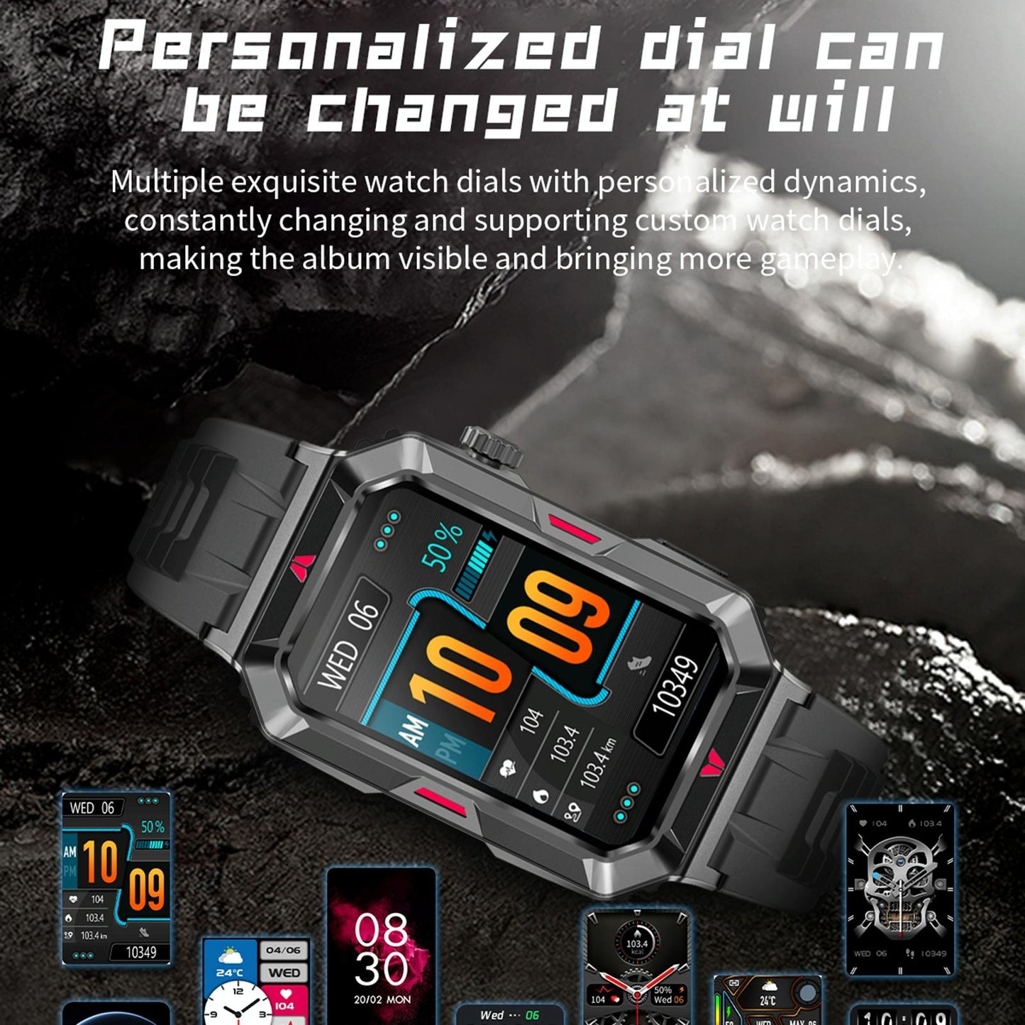 Smart Bracelet With Sleep Detection And Silicone Strap - Bt5.2 - Camo Black