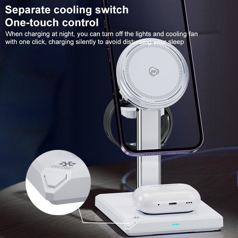 15W 4 In 1 Magnetic Wireless Charger Stand - White