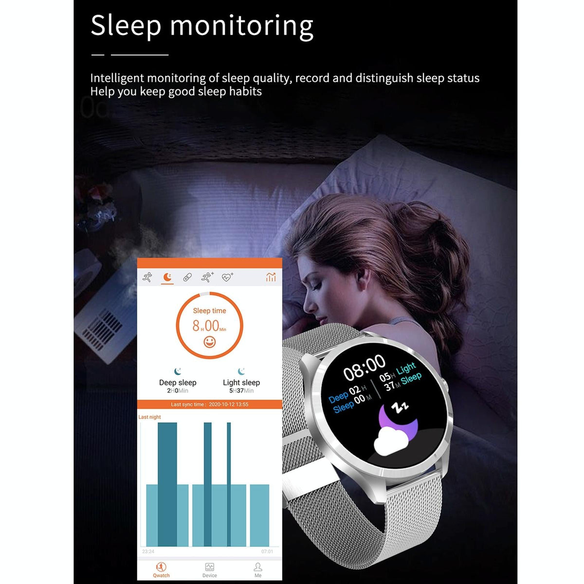 1.28 Inch Ips Colour Screen Ip67 Waterproof Smart Watch Support Blood Pressure Monitoring / Heart Rate Monitoring / Sleep Monitoring - Black