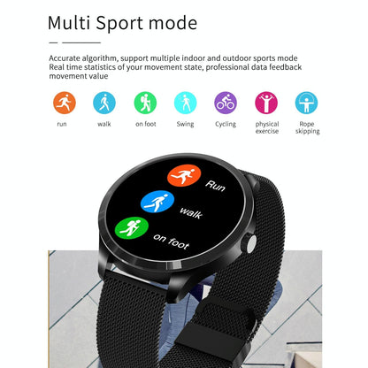1.28 Inch Ips Colour Screen Ip67 Waterproof Smart Watch Support Blood Pressure Monitoring / Heart Rate Monitoring / Sleep Monitoring - Black