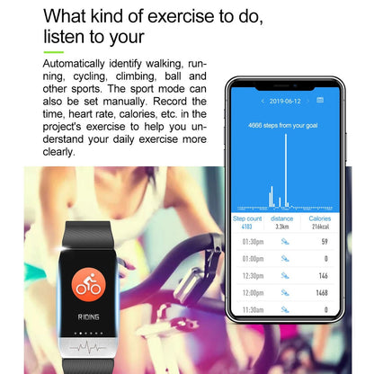 Waterproof Smart Bracelet With Blood Oxygen & Heart Rate Monitoring - Red