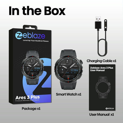 1.43 Inch Fitness & Wellness Smart Watch 24H Health Monitoring - Lava Black